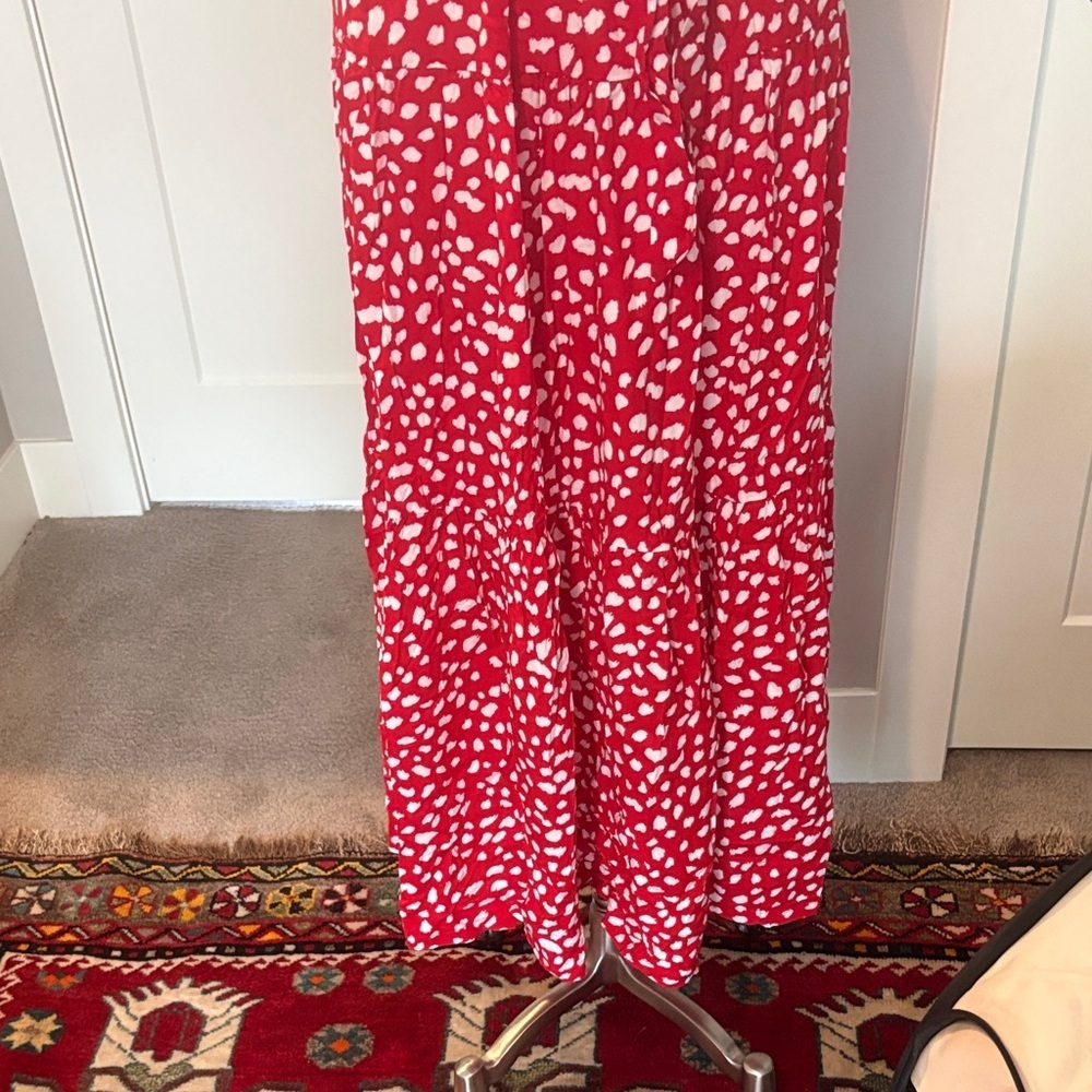 Chic Red and White Halter Maxi Dress - Picture 4 of 9